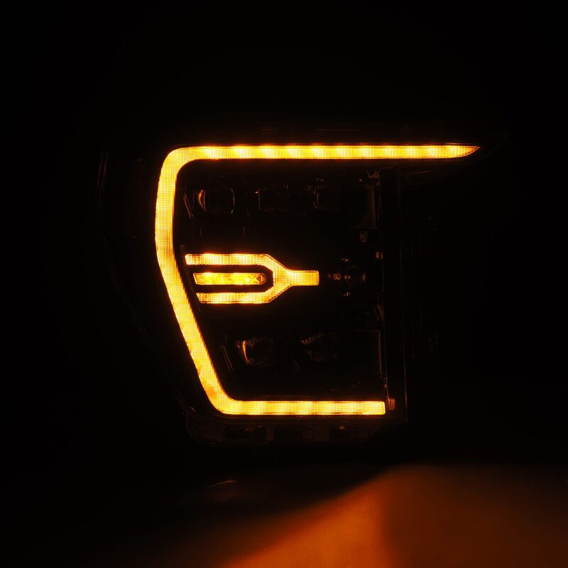 AlphaRex 880138 21-22 Ford F-150 NOVA LED Proj Headlights Plank Style Alpha Blk w/Activ Light/Seq Signal