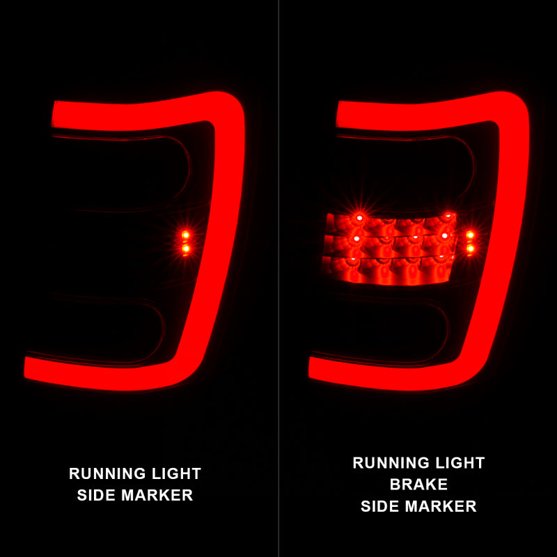 ANZO 311395 1999-2004 Jeep Grand Cherokee LED Tail Lights w/ Light Bar Black Housing Smoke Lens
