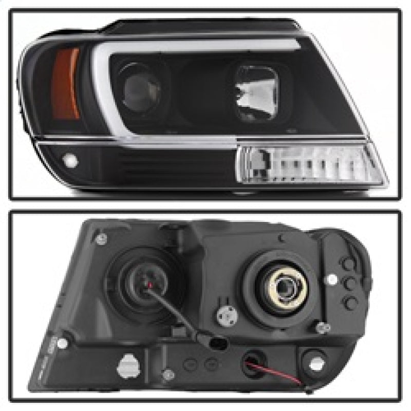 SPYDER 5085221 Spyder 99-04 Jeep Grand Cherokee Projector Headlights - Light Bar DRL LED - Black