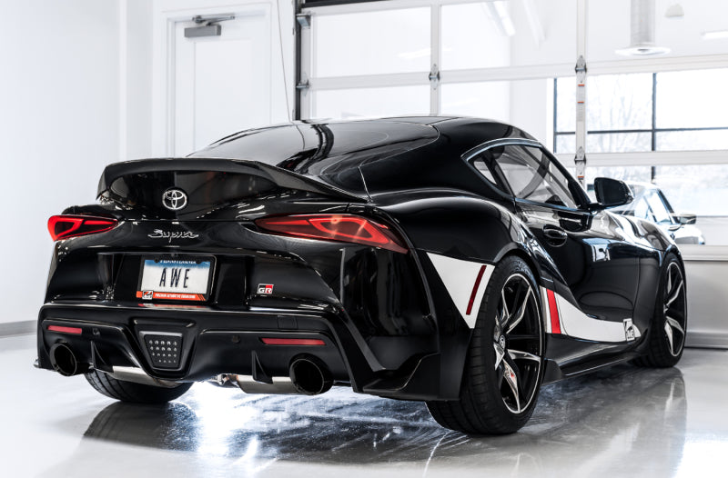 AWE Tuning 3015-32118 AWE 2020 Toyota Supra A90 Resonated Touring Edition Exhaust - 5in Chrome Silver Tips