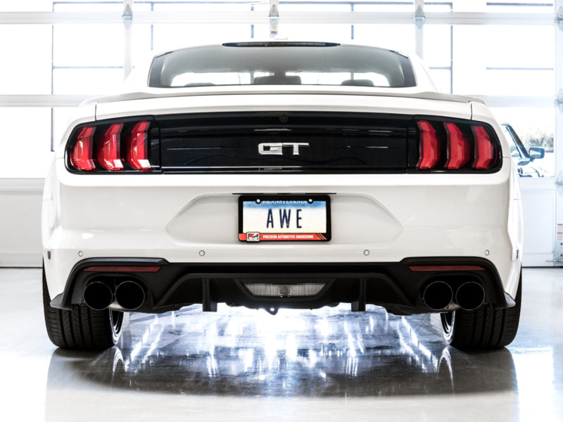AWE Tuning 3015-43106 2018+ Ford Mustang GT (S550) Cat-back Exhaust - Touring Edition (Quad Diamond Black Tips)