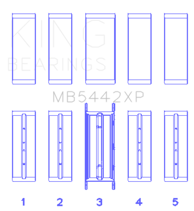 King Engine Bearings MB5442XP.026 Ford 2.0 2.3L EcoBoost Crankshaft Main Bearing Set (Set of 5)