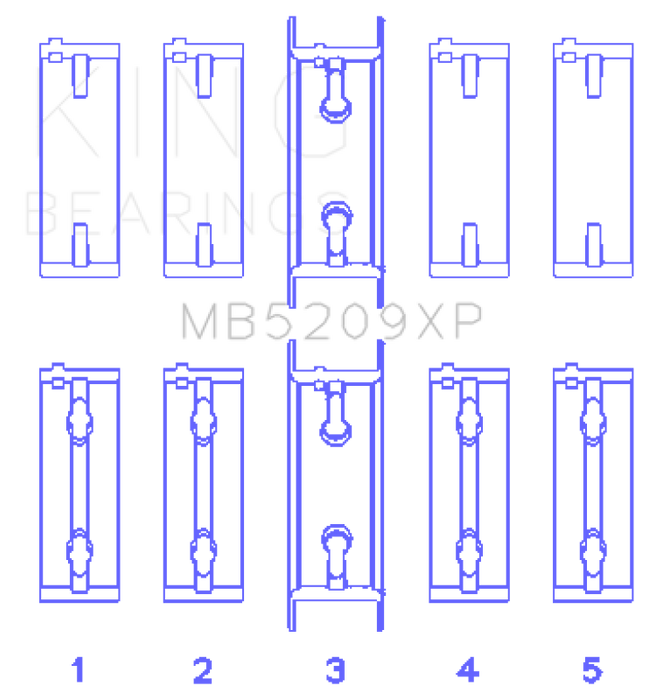 King Engine Bearings MB5209XP0.25 King Mitsubishi 4G63/4G64 7 Bolt 2nd Gen DSM and EVO I-IV (Size 0.25mm) Performance Main Bearing Set