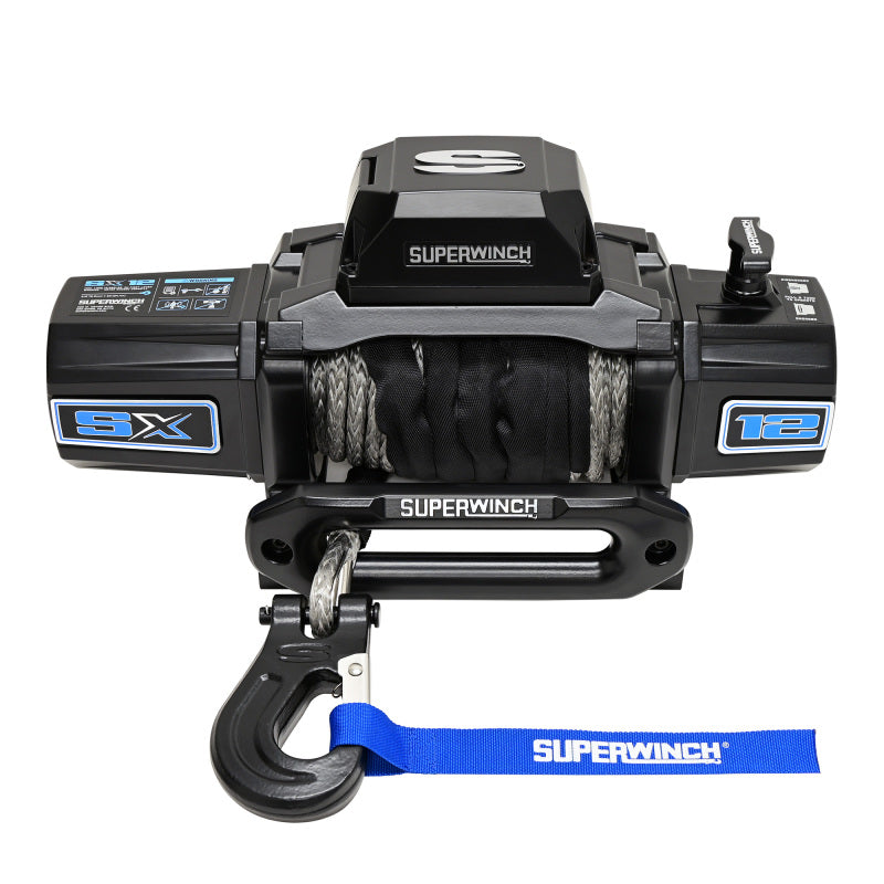 Superwinch 1712204 12000 LBS 12V DC 3/8in x 80ft Synthetic Rope SX12SR Winch - Semi Gloss Black