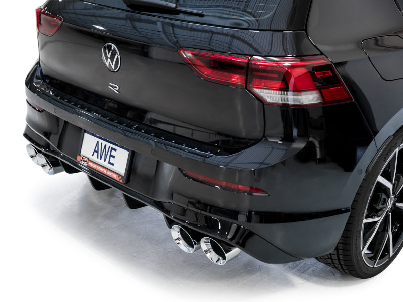 AWE Tuning 3015-42658 AWE MK8 Volkswagen Golf R 3in Touring Edition Quad Exhaust - Chrome Silver Tips