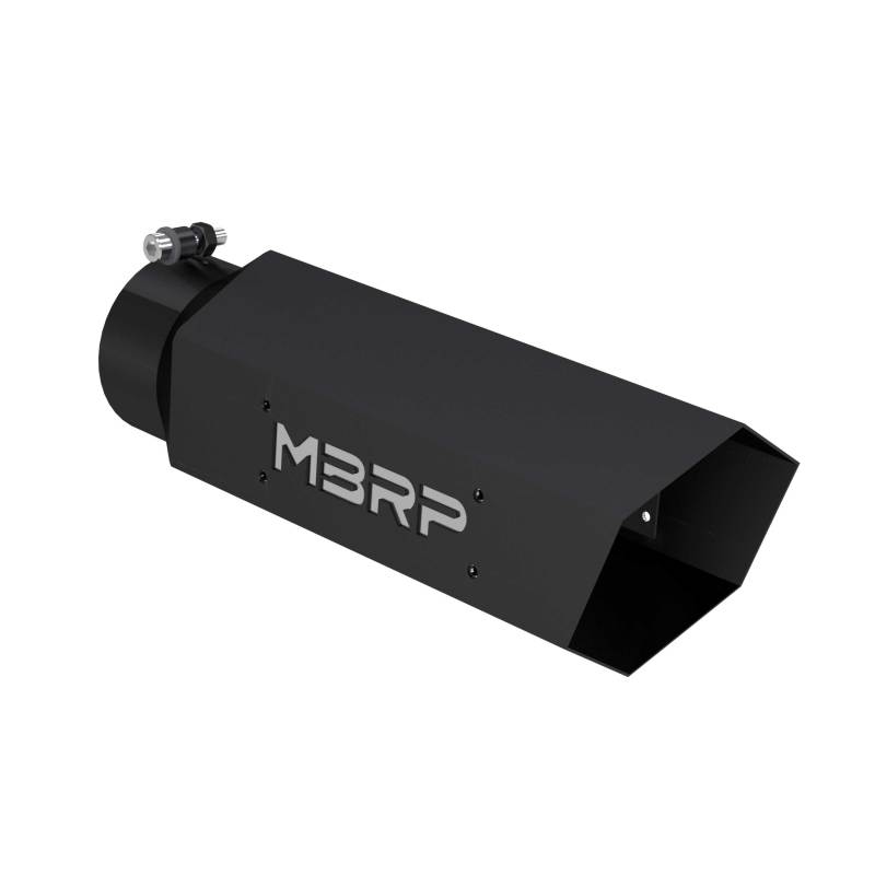 MBRP T5164BLK Universal Hex Tip 4in Inlet 16in Length w/ Logo - Black Coated
