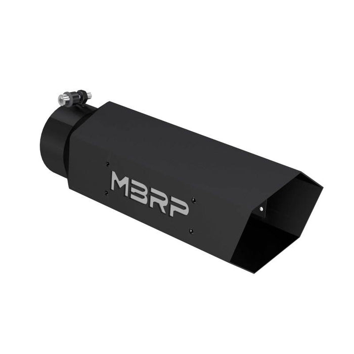MBRP T5164BLK Universal Hex Tip 4in Inlet 16in Length w/ Logo - Black Coated