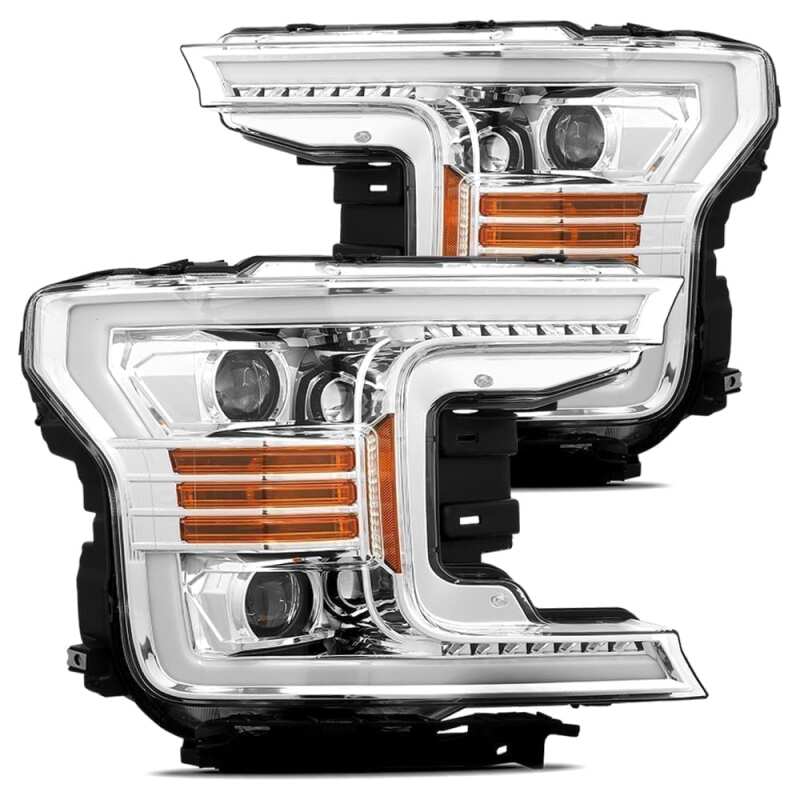 AlphaRex 880187 18-19 Ford F-150 PRO-Series Projector Headlights Plank Style Chrm w/Activ Light/Seq Signal