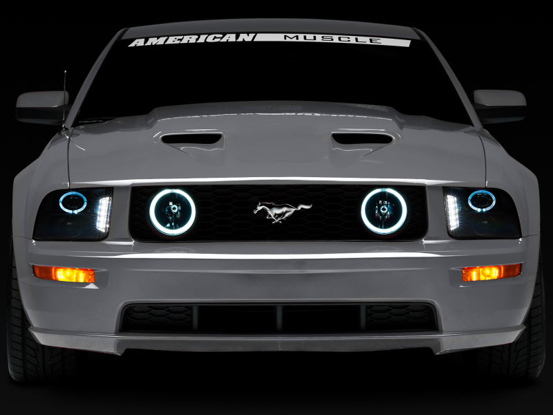 Raxiom 49128 05-09 Ford Mustang w/ Halogen LED Halo Prjctr Headlights-Blk Hsng(Smoked Lens Exclude GT500)