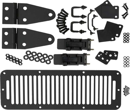 Kentrol 50570 78-95 Jeep CJ/Wrangler YJ Hood Kit With TJ Style Hood Catch - Powdercoat Black