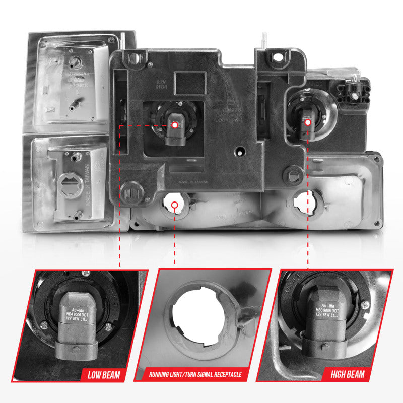 ANZO 111506 88-98 Chevrolet C1500 Crystal Headlights Chrome w/ Signal and Side Marker Lights