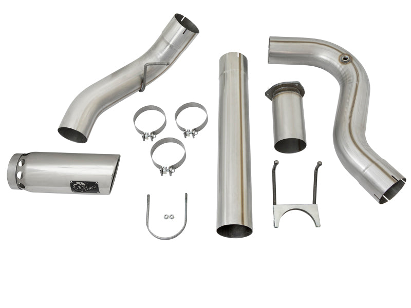 aFe 49-43090-P LARGE BORE HD 5in 409-SS DPF-Back Exhaust w/Polished Tip 2017 Ford Diesel Trucks V8 6.7L (td)