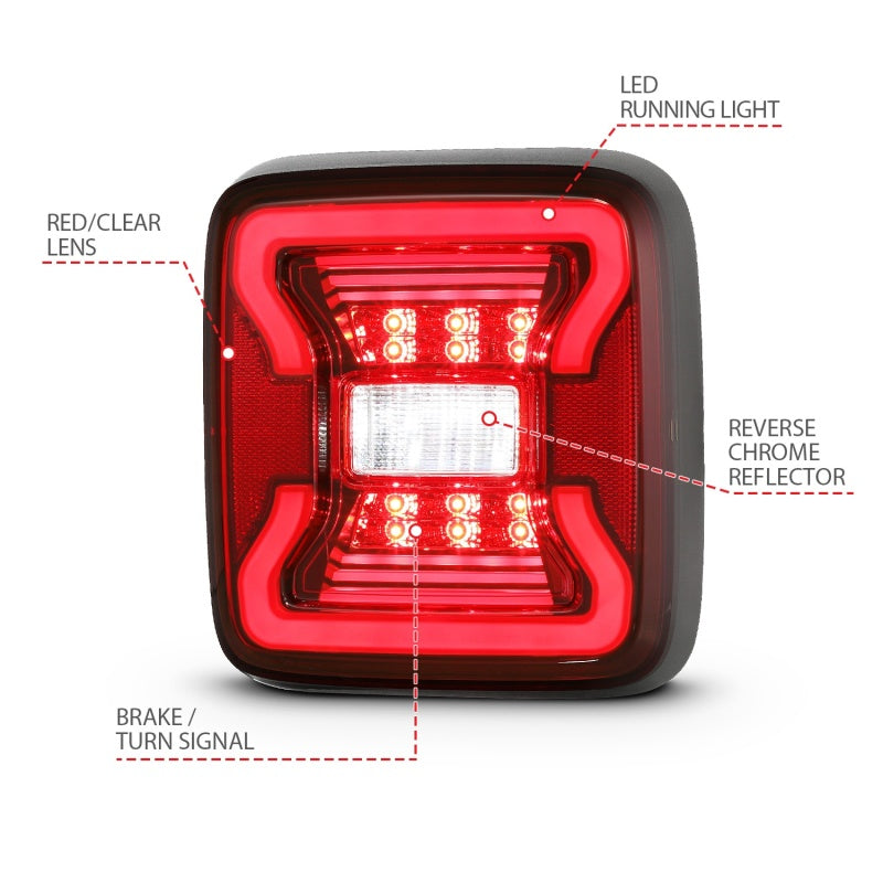 ANZO 311295 18-19 Jeep Wrangler JL LED Taillights Black