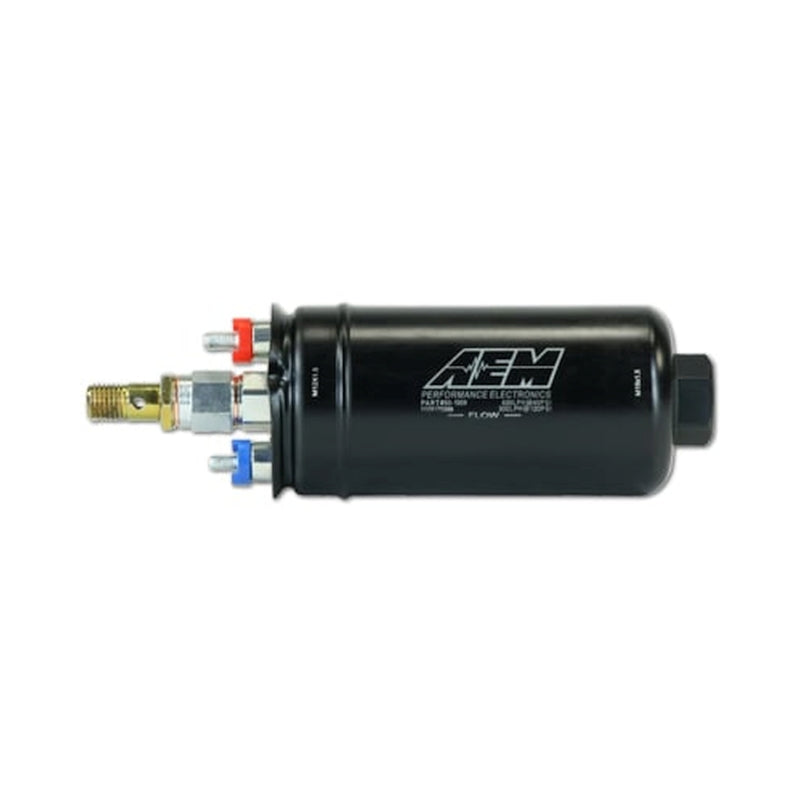 AEM 50-1009 400LPH High Pressure Inline Fuel Pump - M18x1.5 Female Inlet to M12x1.5 Male Outlet