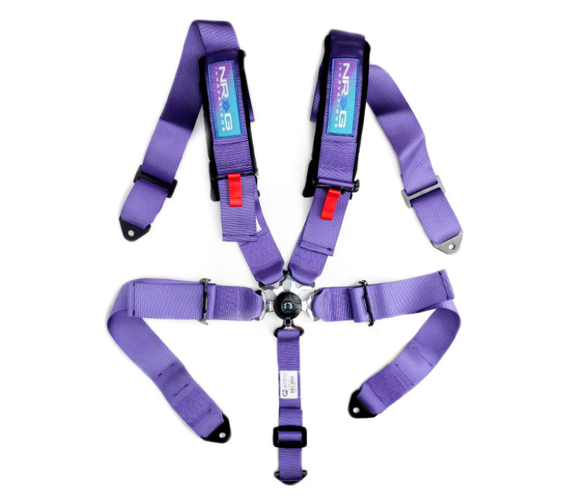 NRG SBH-B6PCPP SFI 16.1 5Pt 3 Inch Seat Belt Harness with Pads / Cam Lock - Purple
