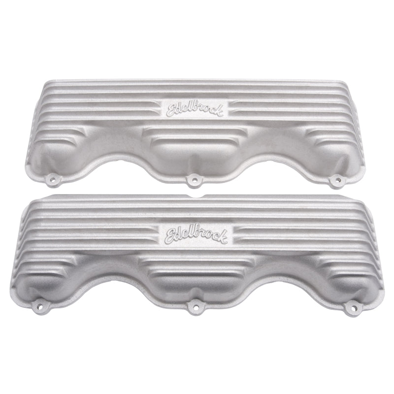Edelbrock EDE41409 Valve Cover Kit Classic Finned Chevy 348-409