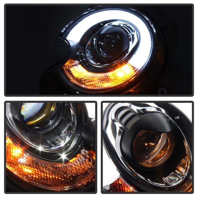 SPYDER 5080615 Spyder Mini Cooper 2010-2012 Projector Headlights Xenon/HID Model- DRL Blk PRO-YD-MC07-HID-DRL-BK