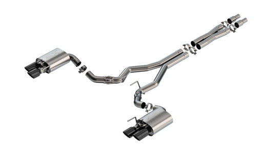 Borla 140963BC 2024 Ford Mustang GT 5.0L V8 w/ Active Exhaust ATAK Cat-Back Exhaust System - Black Chrome