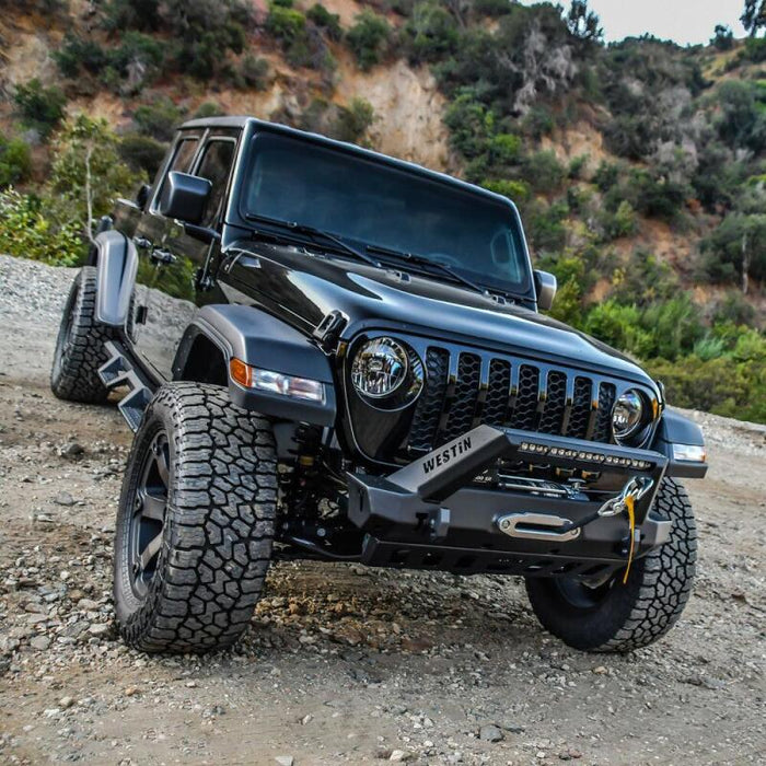 Westin 59-80085 18-19 Jeep Wrangler JL Stubby Front Bumper - Textured Black
