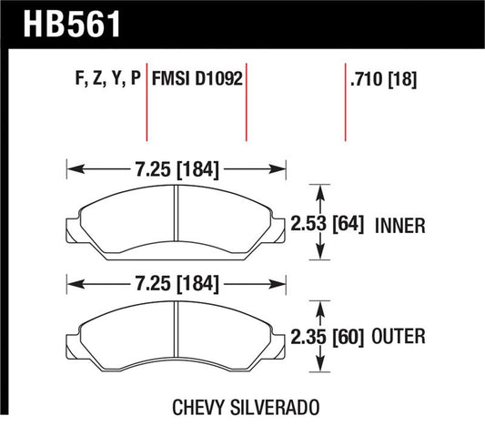 Hawk Performance HB561Y.710 Hawk 07 Chevy Tahoe LTZ Front LTS Brake Pads