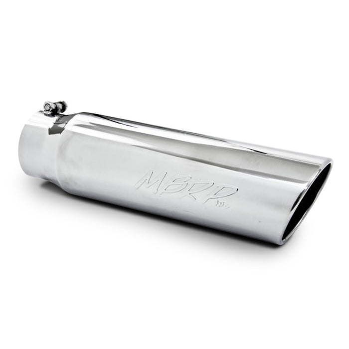 MBRP T5124 Universal 5in OD Angled Rolled End 4in Inlet 18in Lgth T304 Exhaust Tip