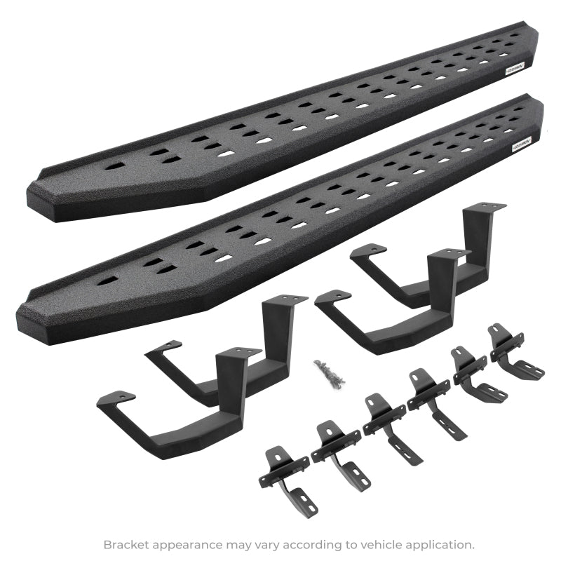 Go Rhino 6944368720T 2022 Toyota Tundra CrwMx Kit w/RB20 Running Board + Brkts + 4 RB20 Drop Steps - Bedlnr Coat