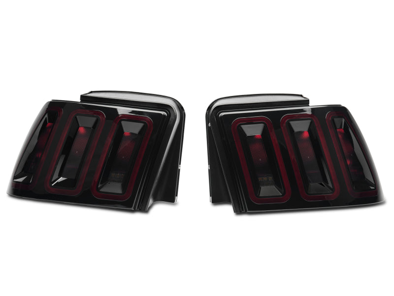 Raxiom 100807 99-04 Ford Mustang Excluding 99-01 Cobra Icon LED Tail Lights- Black Housing (Smoked Lens)