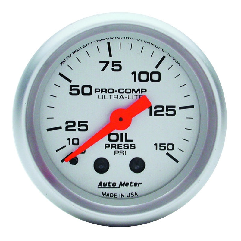 AutoMeter 4323 Autometer Ultra-Lite 52mm 0-150 PSI Mechanical Oil Pressure Gauge