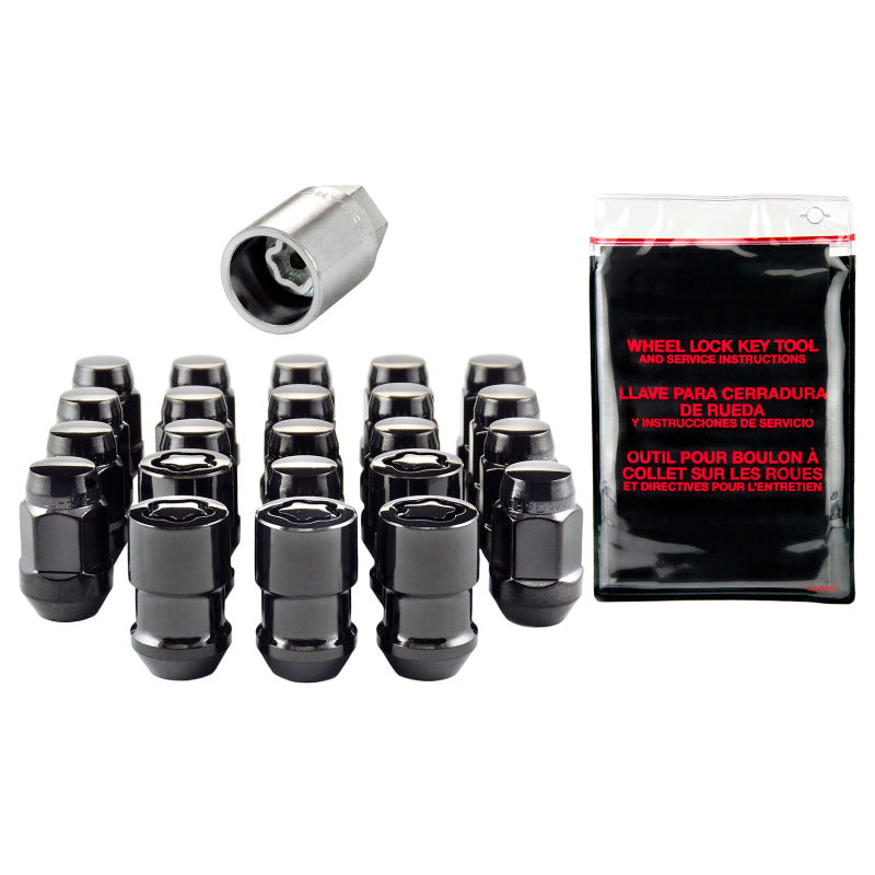 McGard 84563BK Jeep Wrangler Install Kit (Cone Seat Bulge) 1/2-20 / 3/4 Hex / (18 Lug Nuts / 5 Locks) - Blk