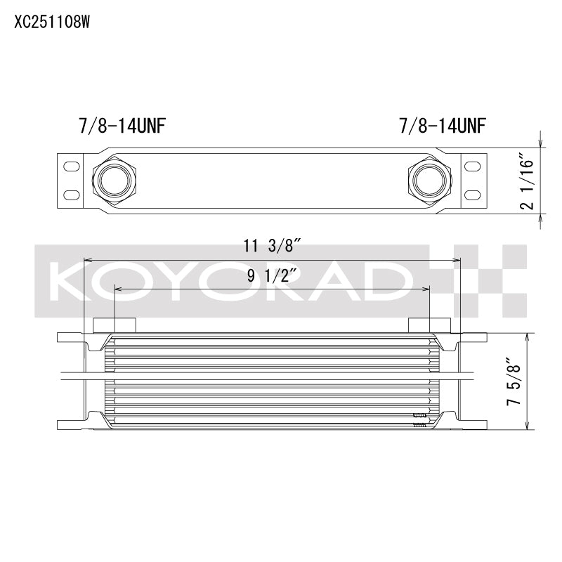 Koyo XC251108W 25 Row Oil Cooler 11.25in x 7.5in x 2in (AN-10 ORB provisions)