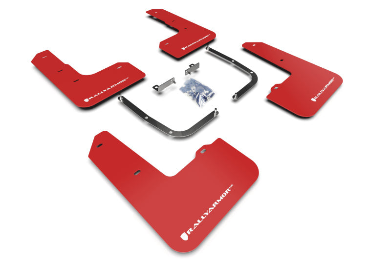 Rally Armor MF57-UR-RD/WH 19-22 Hyundai Veloster N Red UR Mud Flap w/ White Logo