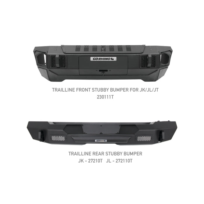 Go Rhino 230111T 07-20 Jeep Wrangler JL/JLU/JK/JKU/Gladiator JT Trailline Front Stubby Bumper
