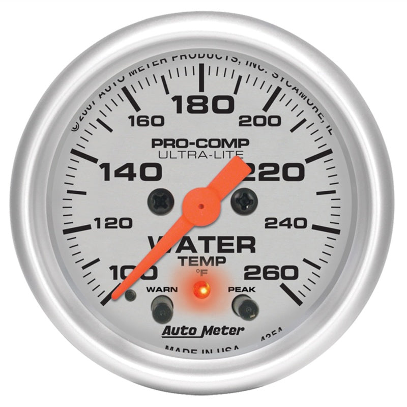 AutoMeter 4354 Autometer Ultra-Lite 2-1/16in Digital Stepper Motor 260 Degree F Water Temp Gauge