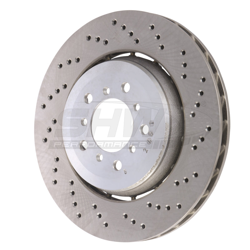 SHW Performance BFR44461 SHW 05-06 BMW M3 3.2L Right Front Cross-Drilled Lightweight Brake Rotor (34112282446)