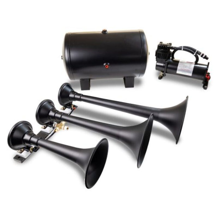 Kleinn Air Horns HK9 Slimline Kleinn Triple Black Horn Kit w/150 PSI Waterproof 3.0 gal Air Tank