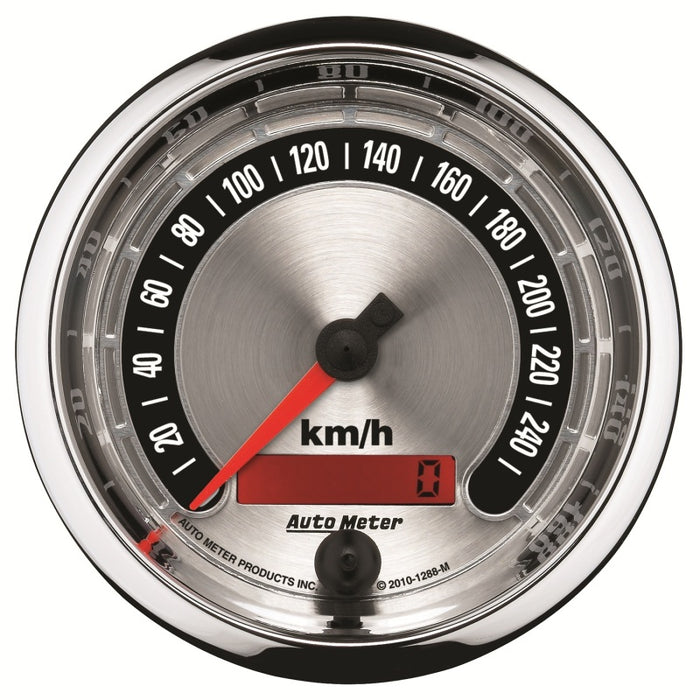 AutoMeter 1288-M Autometer American Muscle 85.7mm Electric Programmable Metric 260kph Speedometer