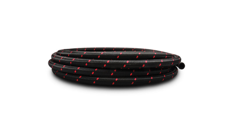 Vibrant 11976R -6 AN Two-Tone Black/Red Nylon Braided Flex Hose E85 Friendly (20ft Roll)