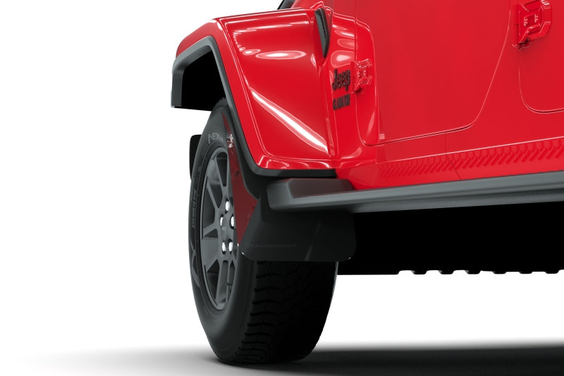 Rally Armor MF84-BLK-MBK 19-25 Jeep Gladiator JT (Incl. Overland/Sport/Sport S) Black Mud Flap w/Met. Black Logo