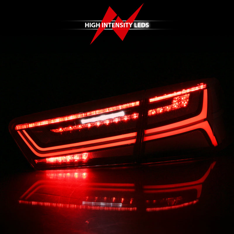 ANZO 321353 2012-2018 Audi A6 LED Taillight Black Housing Red/Clear Lens 4 pcs (Sequential Signal)