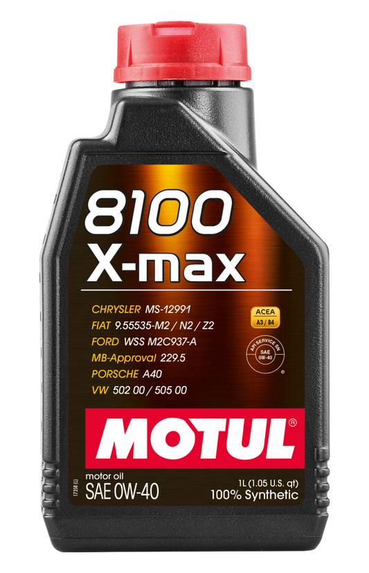 Motul 104531 1L Synthetic Engine Oil 8100 0W40 X-MAX - Porsche A40