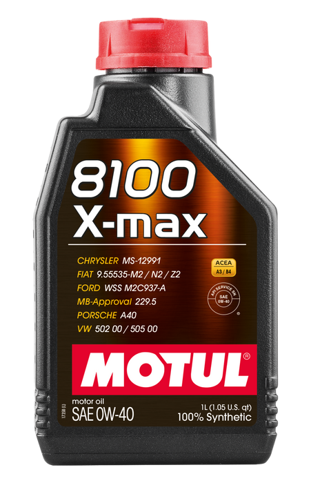 Motul 104531 1L Synthetic Engine Oil 8100 0W40 X-MAX - Porsche A40