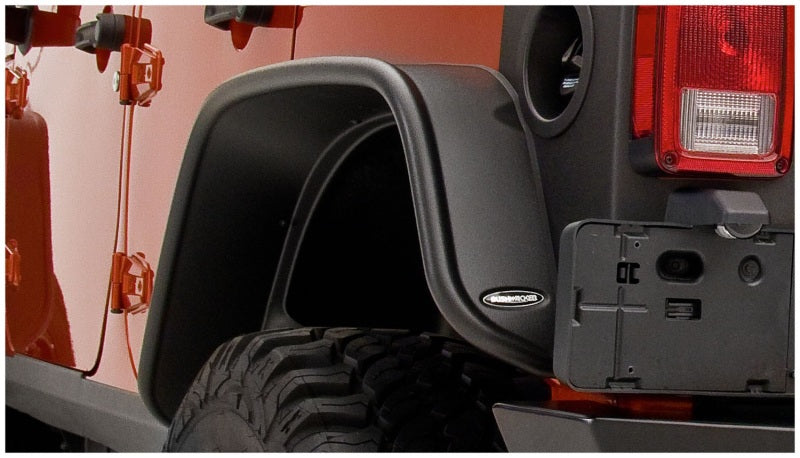 Bushwacker 10050-07 07-18 Jeep Wrangler Unlimited Flat Style Flares 2pc 4-Door Sport Utility Only - Black