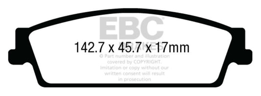 EBC DP43022R 15+ Cadillac Escalade 6.2 2WD Yellowstuff Rear Brake Pads