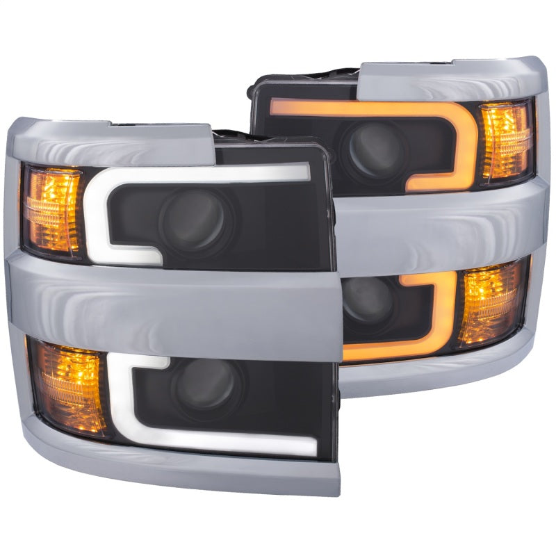 ANZO 111365 Projector Headlights 15-17 Chevrolet Silverado 2500HD / 3500HD Black w/ Chrome Rim
