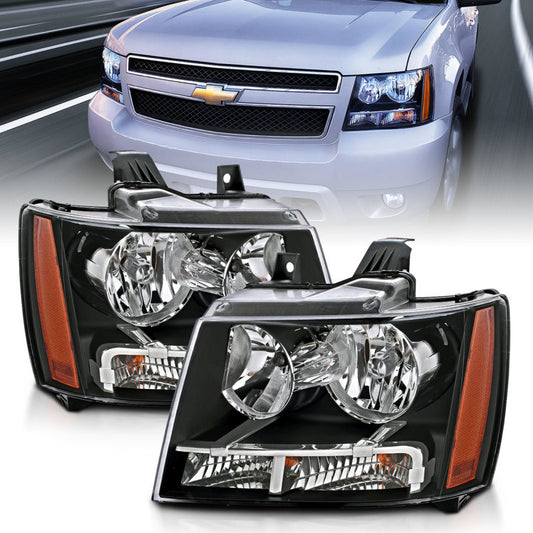 ANZO 111392 2007-2014 Chevrolet Tahoe/Suburban Crystal Headlights Black