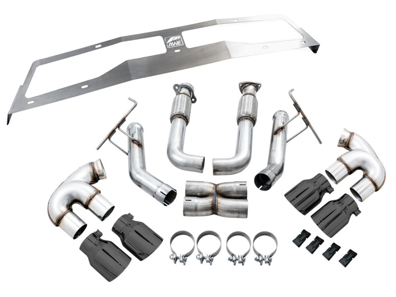 AWE Tuning 3020-43086 2020 Chevrolet Corvette (C8) Track Edition Exhaust - Quad Diamond Black Tips
