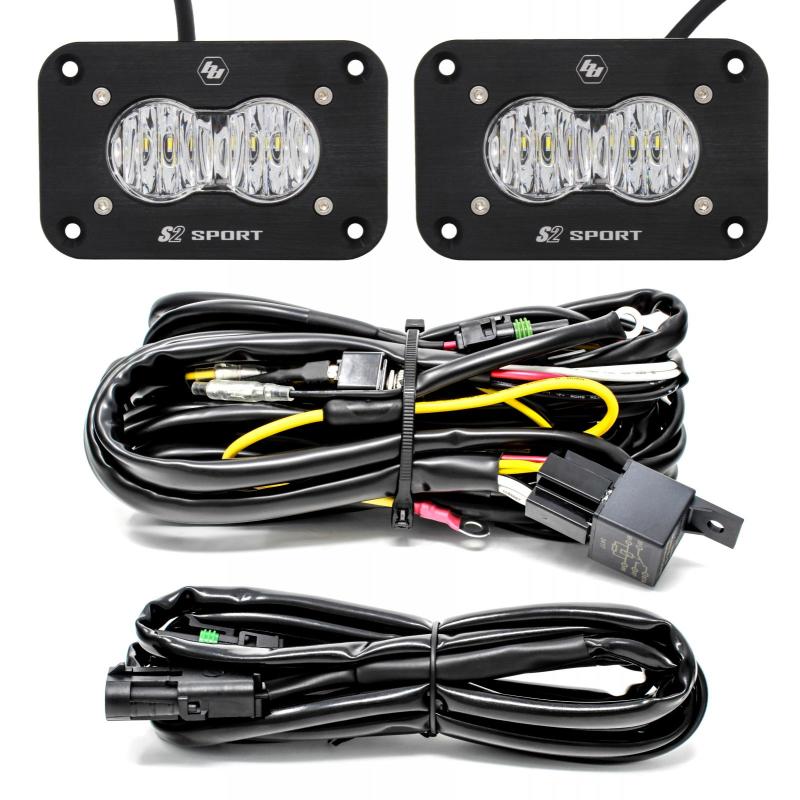 Baja Designs 547807 S2 Sport Flush Mount Wide Cornering Pattern LED Work Light Clear Lens Kit