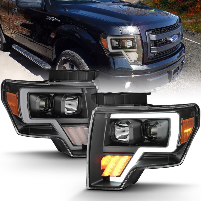 ANZO 111445 2009-2014 Ford F-150 Projector Light Bar G4 H.L. Black Amber