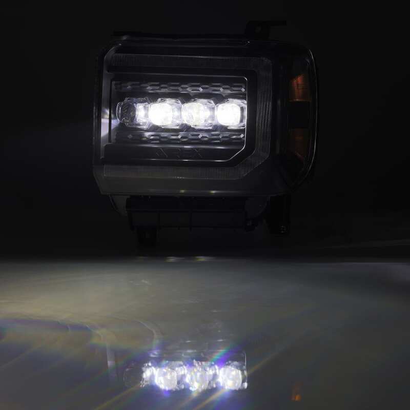 AlphaRex 880617 14-18 GMC Sierra NOVA LED Proj Headlights Plank Style Black w/Activ Light/Seq Signal/DRL