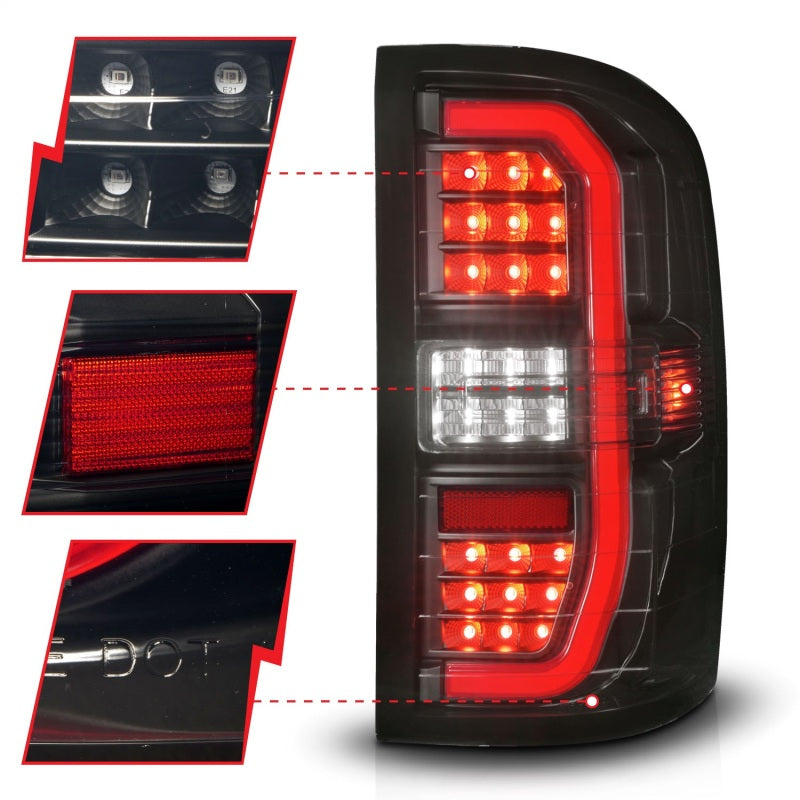 ANZO 311465 14-18 GMC Sierra 1500 Full LED Taillights Black Housing Smoke Lens (w/C Light Bars)